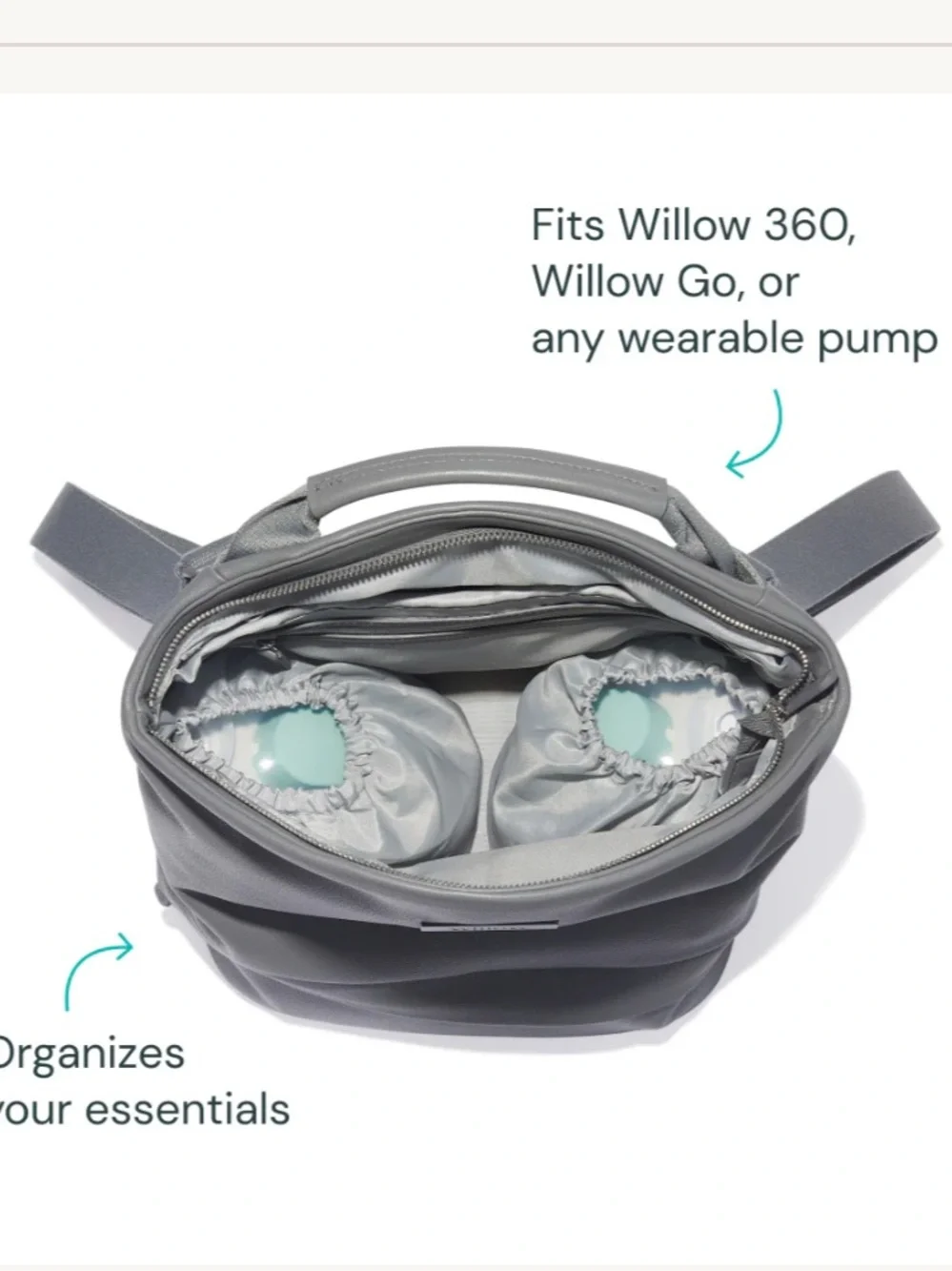 Willow breast feeding/pumping bag. Gray Convertible Cooler Backpack